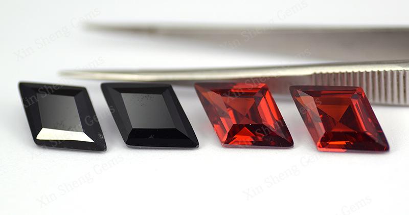 黑色石榴红菱形宝石 菱形高品质锆石定制 梧州人造宝石立方氧化锆